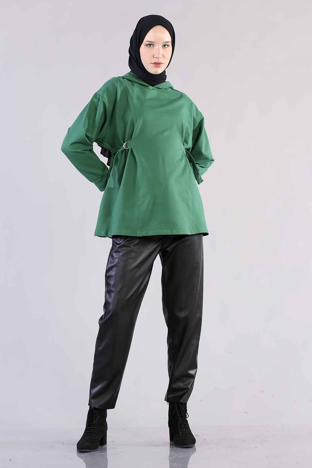 1183 Kemerli Tunik 38-44 - Zumrut - 1