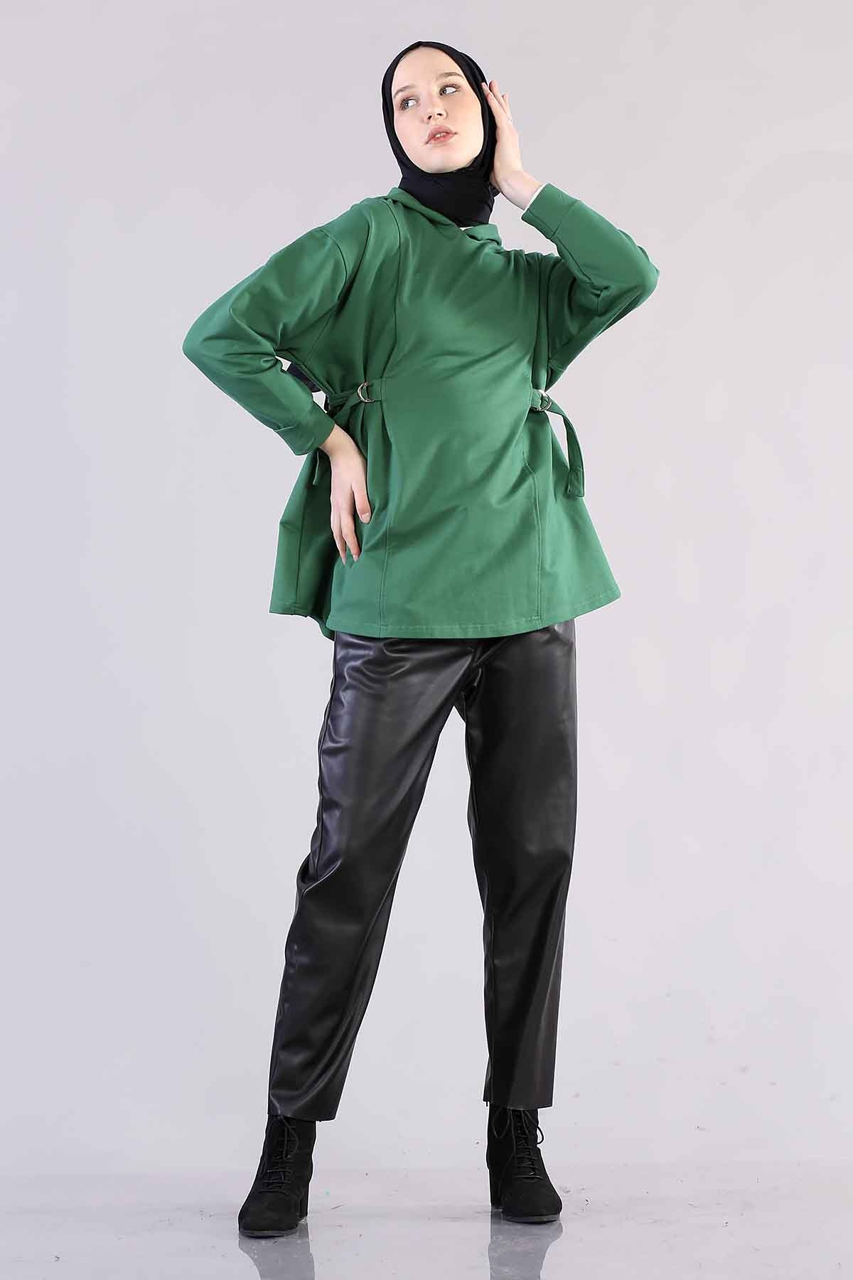 1183 Kemerli Tunik 38-44 - Zumrut - 4