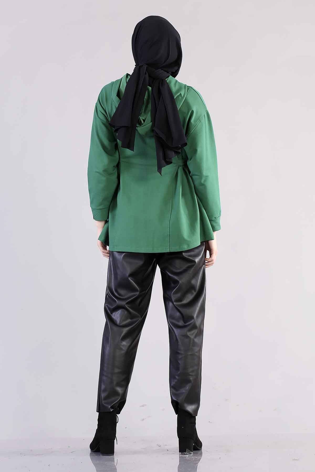 1183 Kemerli Tunik 38-44 - Zumrut - 5