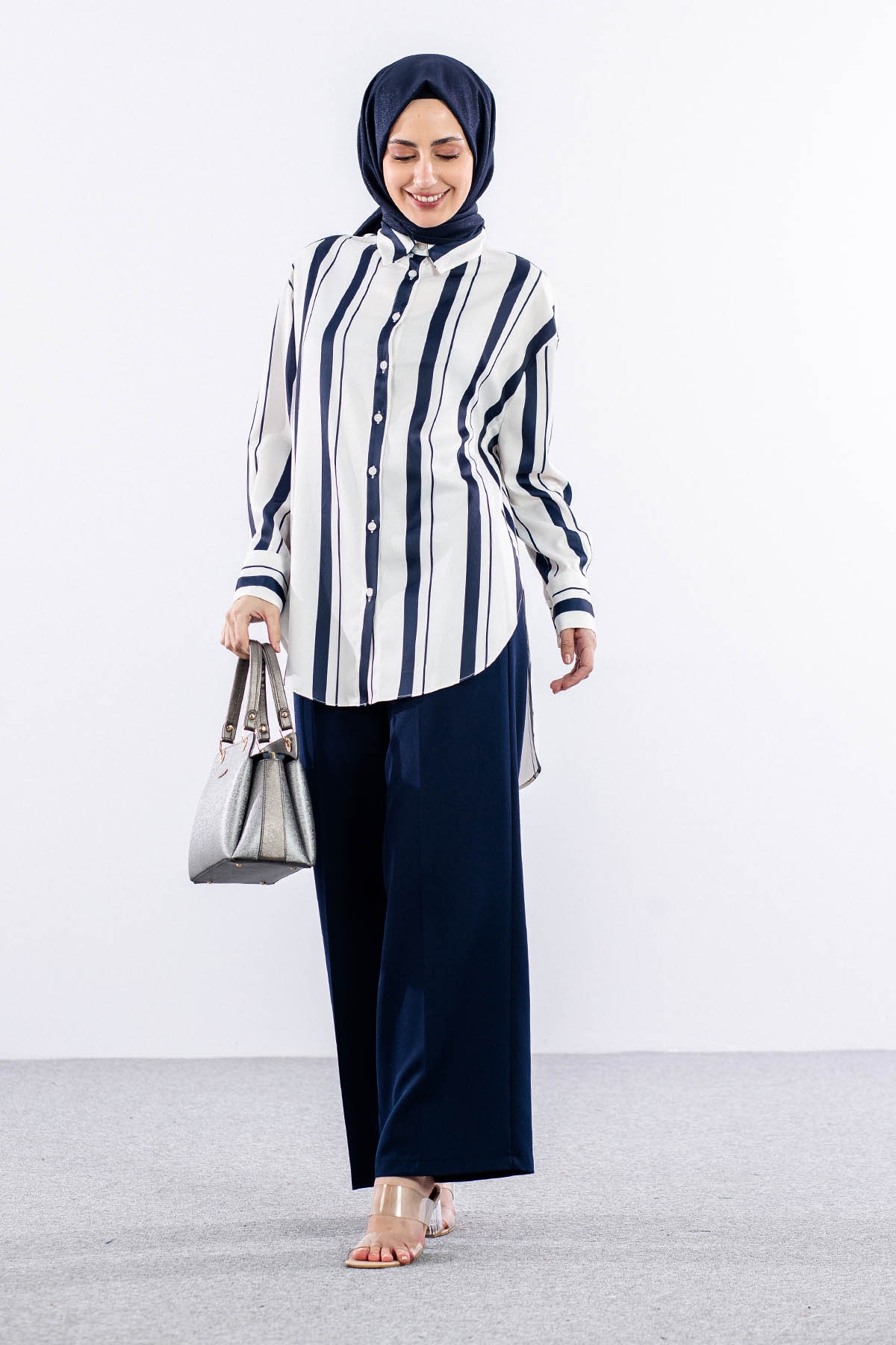 1189 Tunik 38-44 - Ekru_lacivert - 2