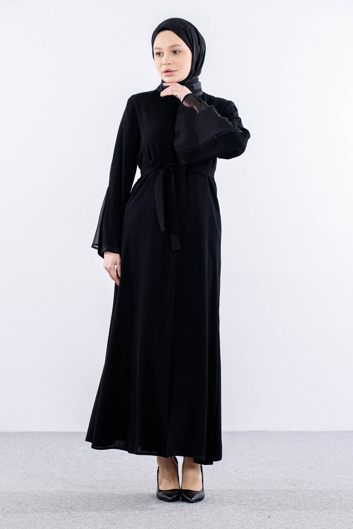 1199 Ferace 38-48 - Siyah - 2