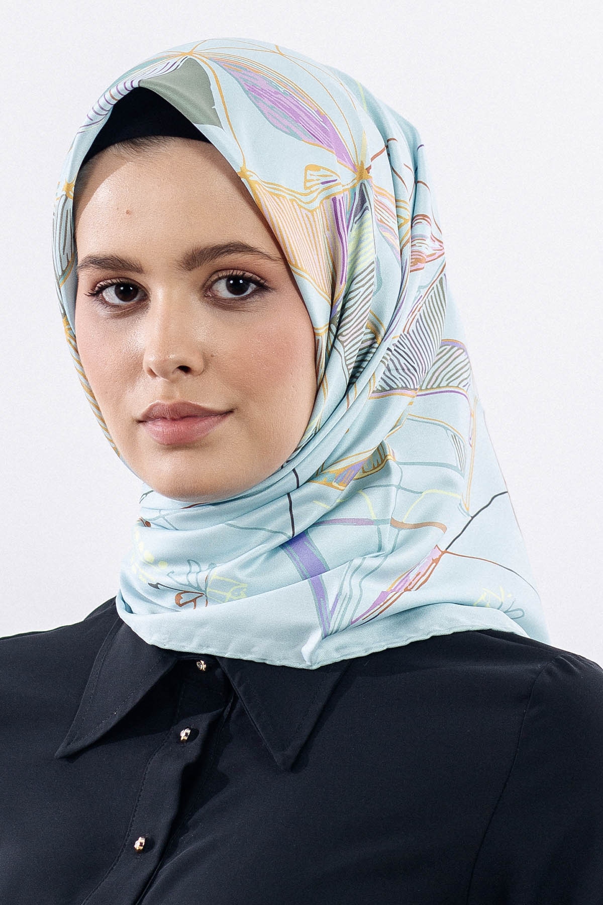 12507 Polyester Eşarp Tvıl Dokuma 90*90 - Mint - 1