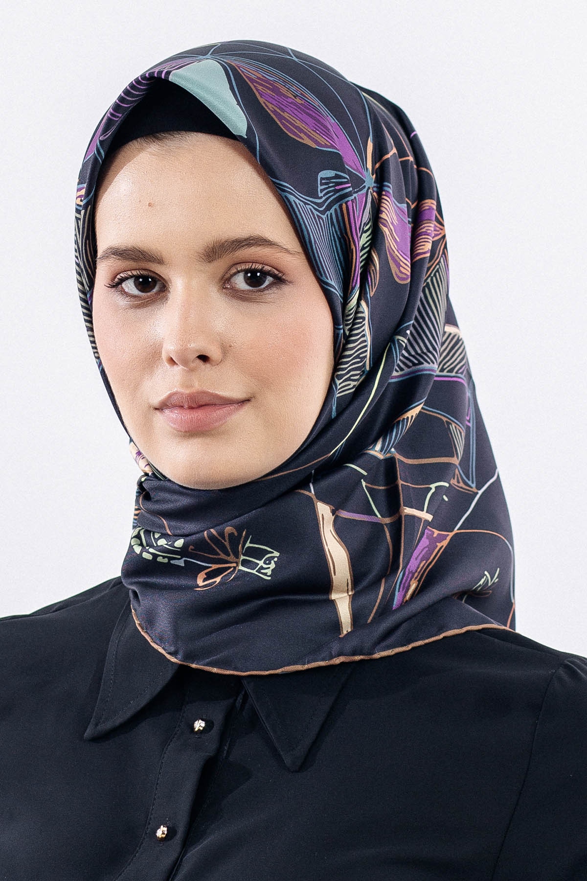 12507 Polyester Eşarp Tvıl Dokuma 90*90 - Petrol - 1