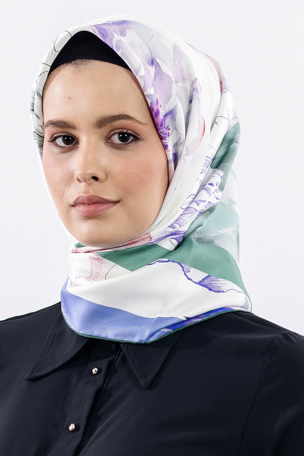 12511 İpek Eşarp Tvıl Dokuma 90*90 - Lila - 1