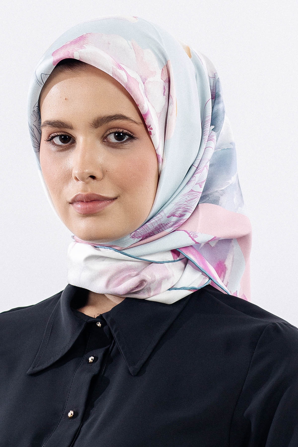 12511 İpek Eşarp Tvıl Dokuma 90*90 - Pudra - 1