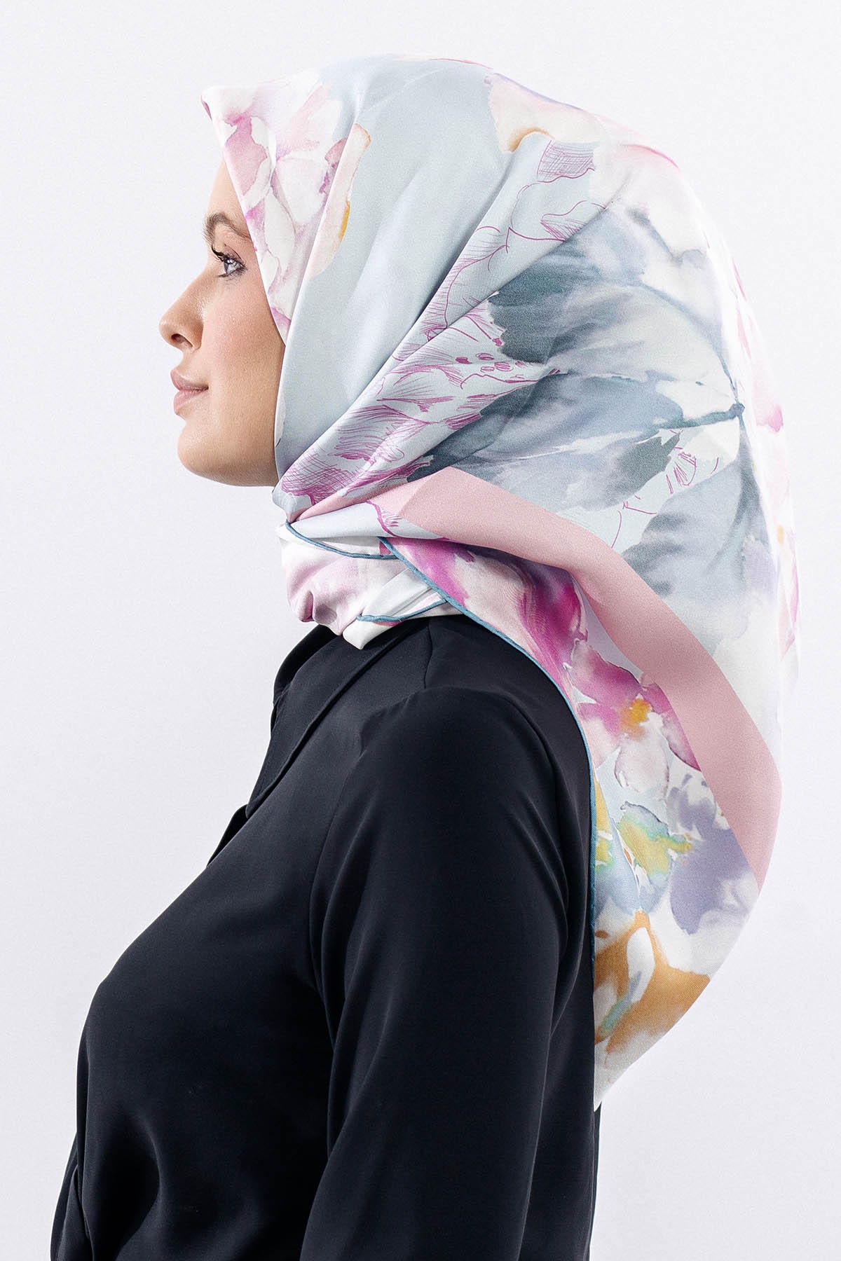 12511 İpek Eşarp Tvıl Dokuma 90*90 - Pudra - 2