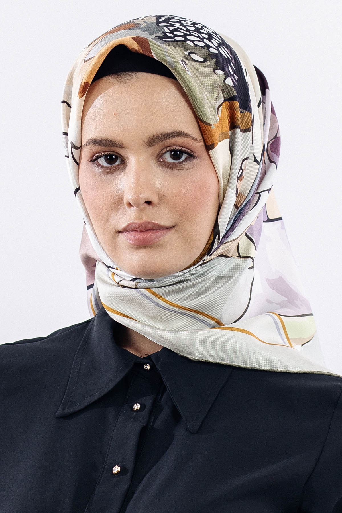 12513 İpek Eşarp Tvıl Dokuma - Krem - 1