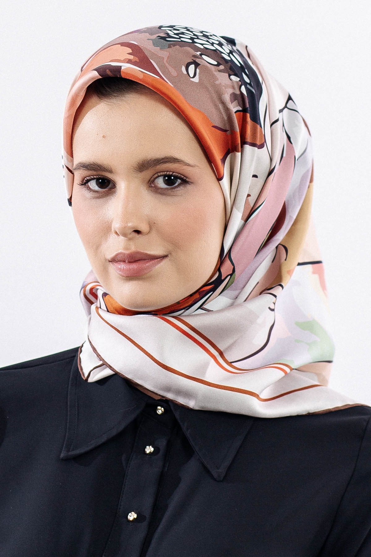 12513 İpek Eşarp Tvıl Dokuma - Orange - 1