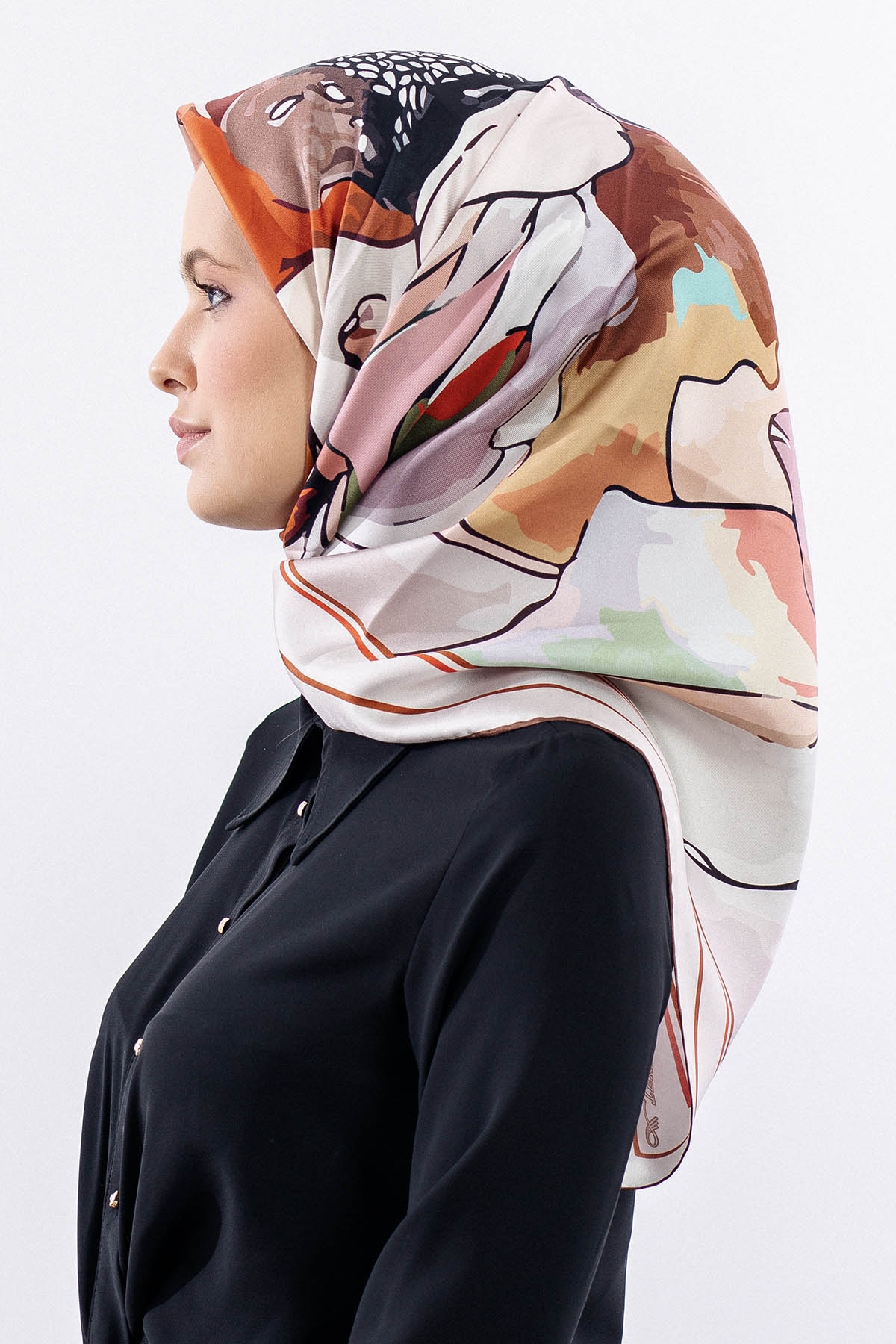 12513 İpek Eşarp Tvıl Dokuma - Orange - 2