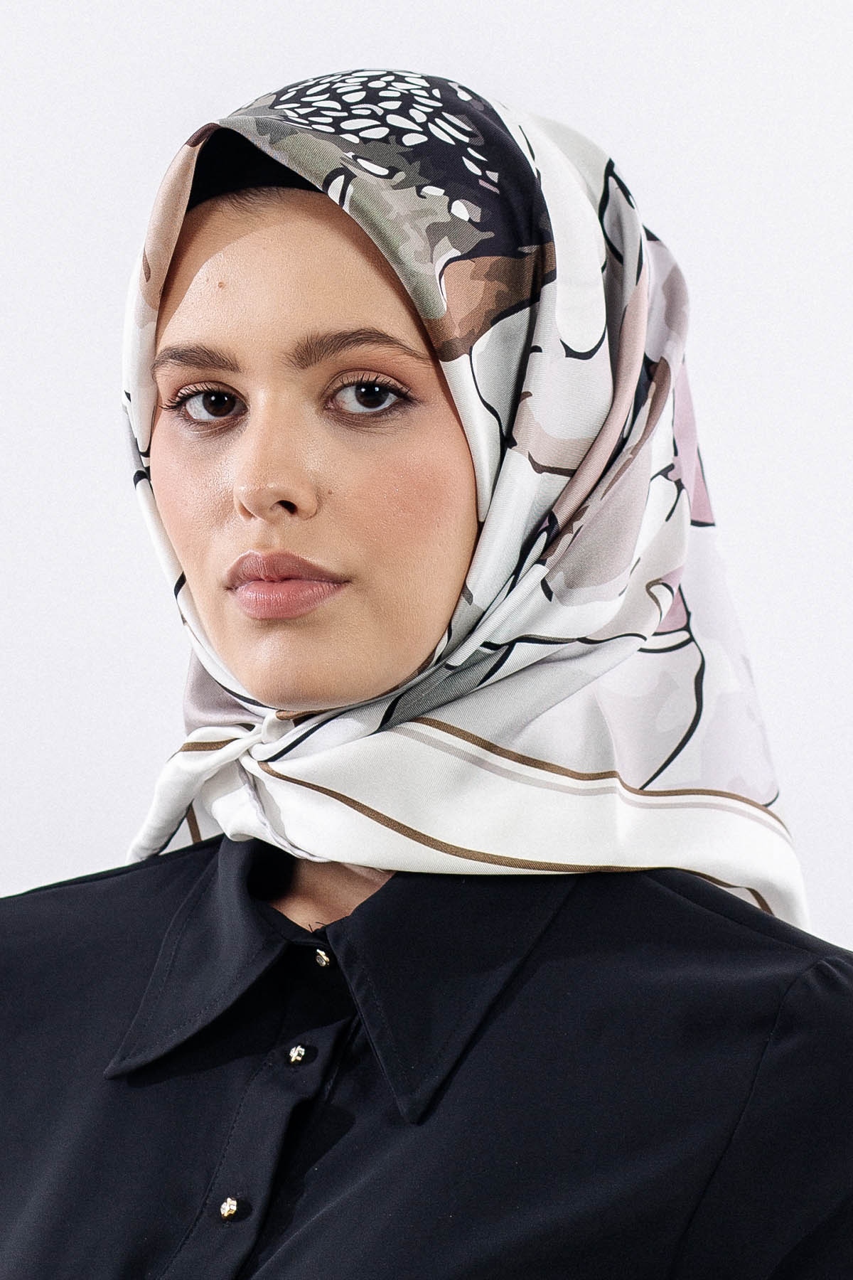 12513 İpek Eşarp Tvıl Dokuma - Vizon - 1