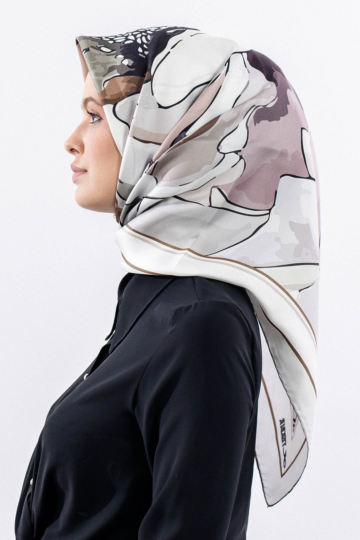 12513 İpek Eşarp Tvıl Dokuma - Vizon - 2