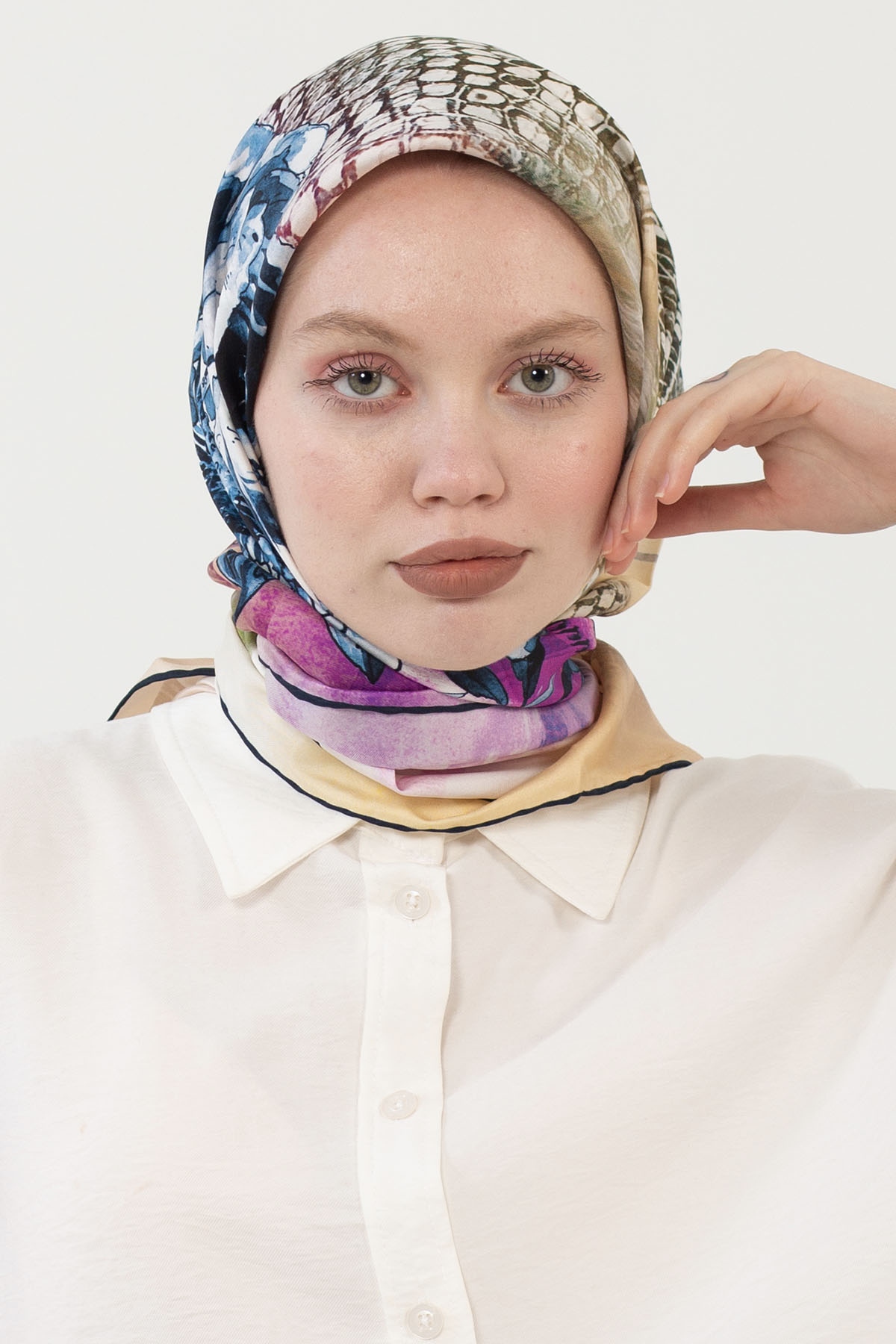 12795 İpek Eşarp Tvil - Krem_laci - 2