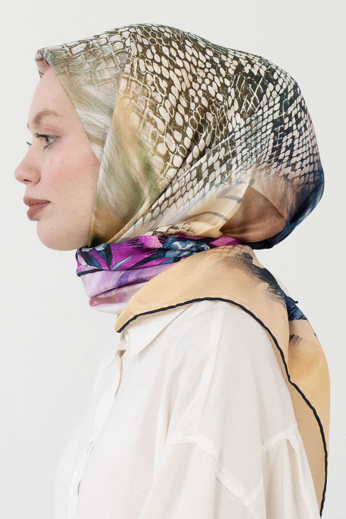 12795 İpek Eşarp Tvil - Krem_laci - 3