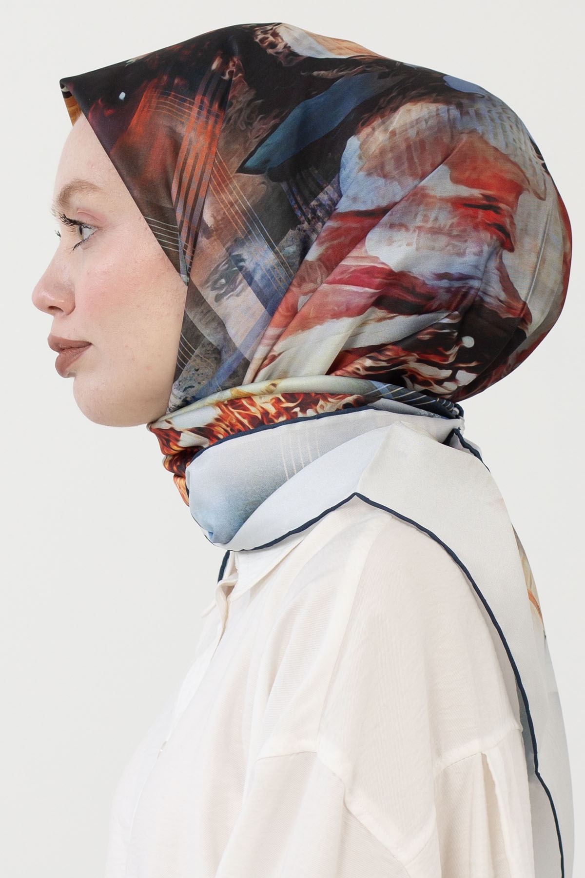 12801 Polyester Eşarp - Lacivert_beyaz - 3