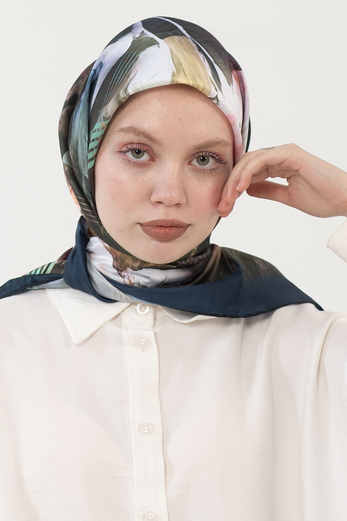 12801 Polyester Eşarp - Petrol - 2