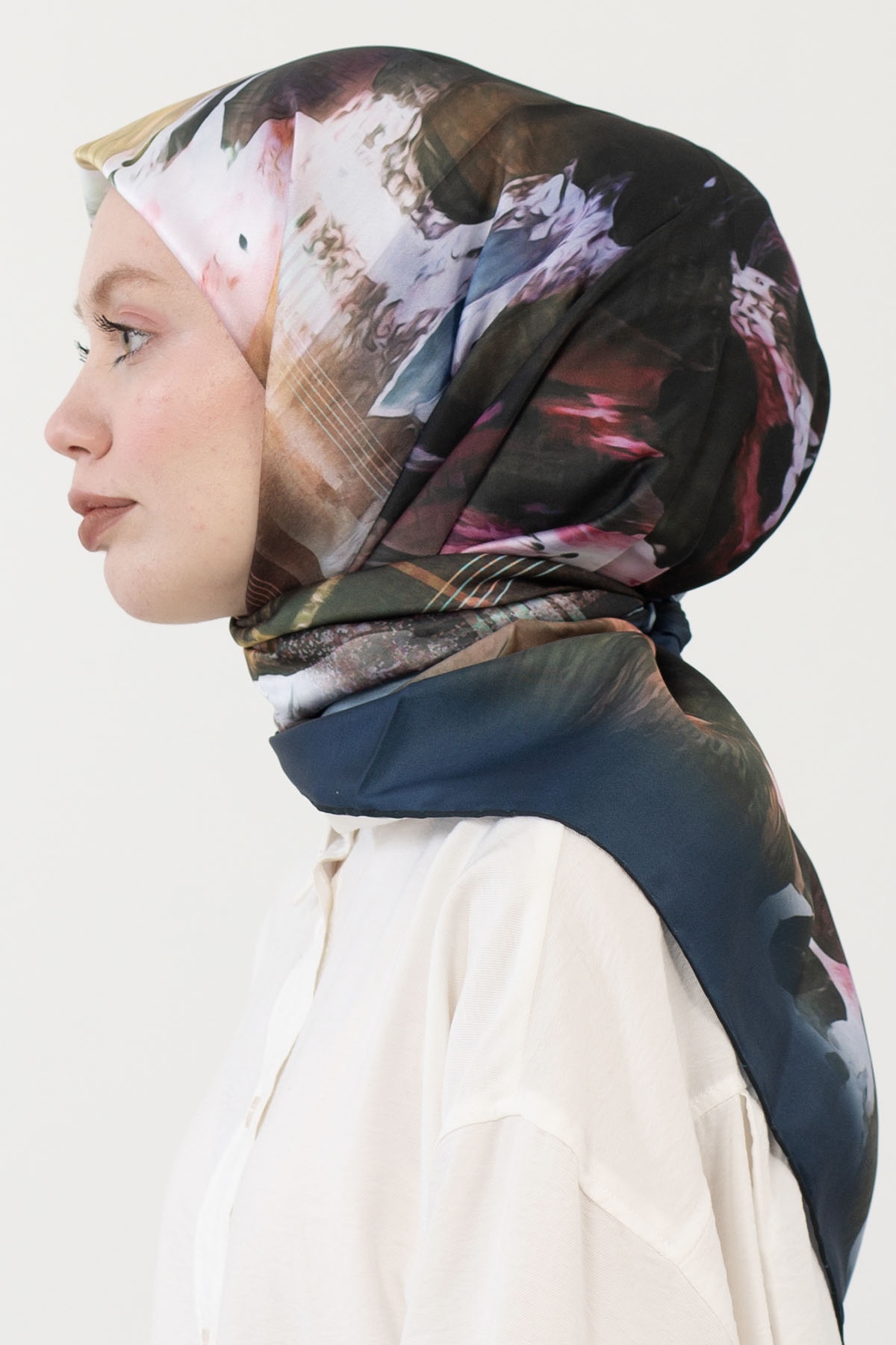 12801 Polyester Eşarp - Petrol - 3