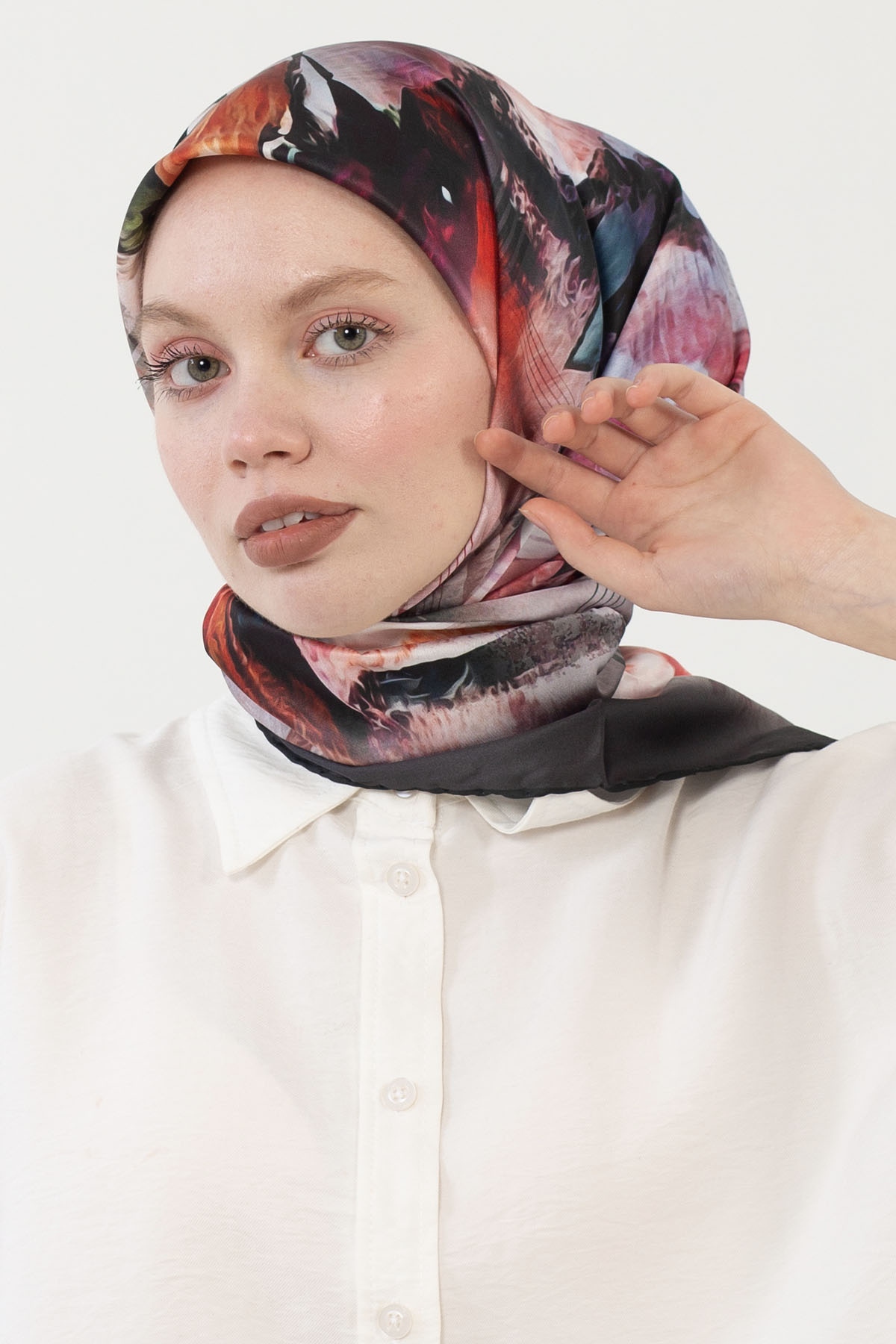 12801 Polyester Eşarp - Siyah_krem - 2