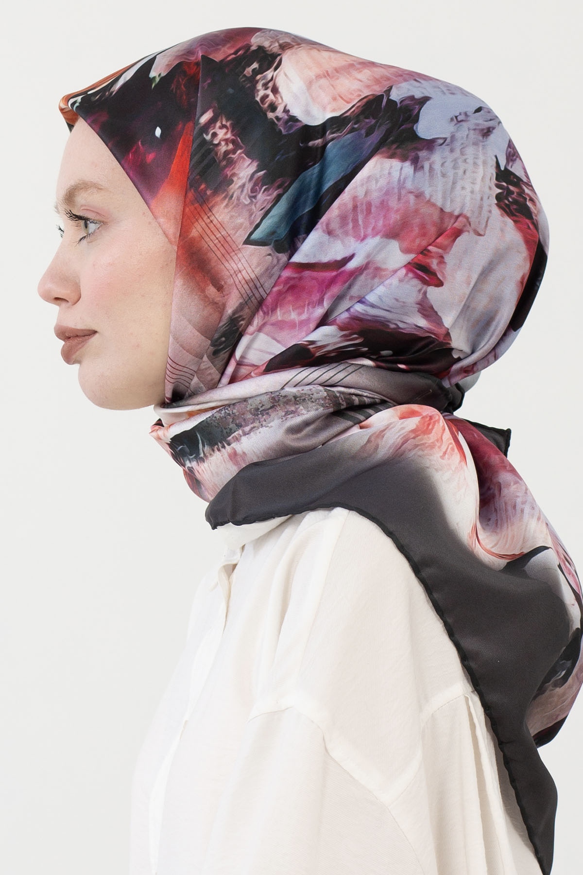 12801 Polyester Eşarp - Siyah_krem - 3