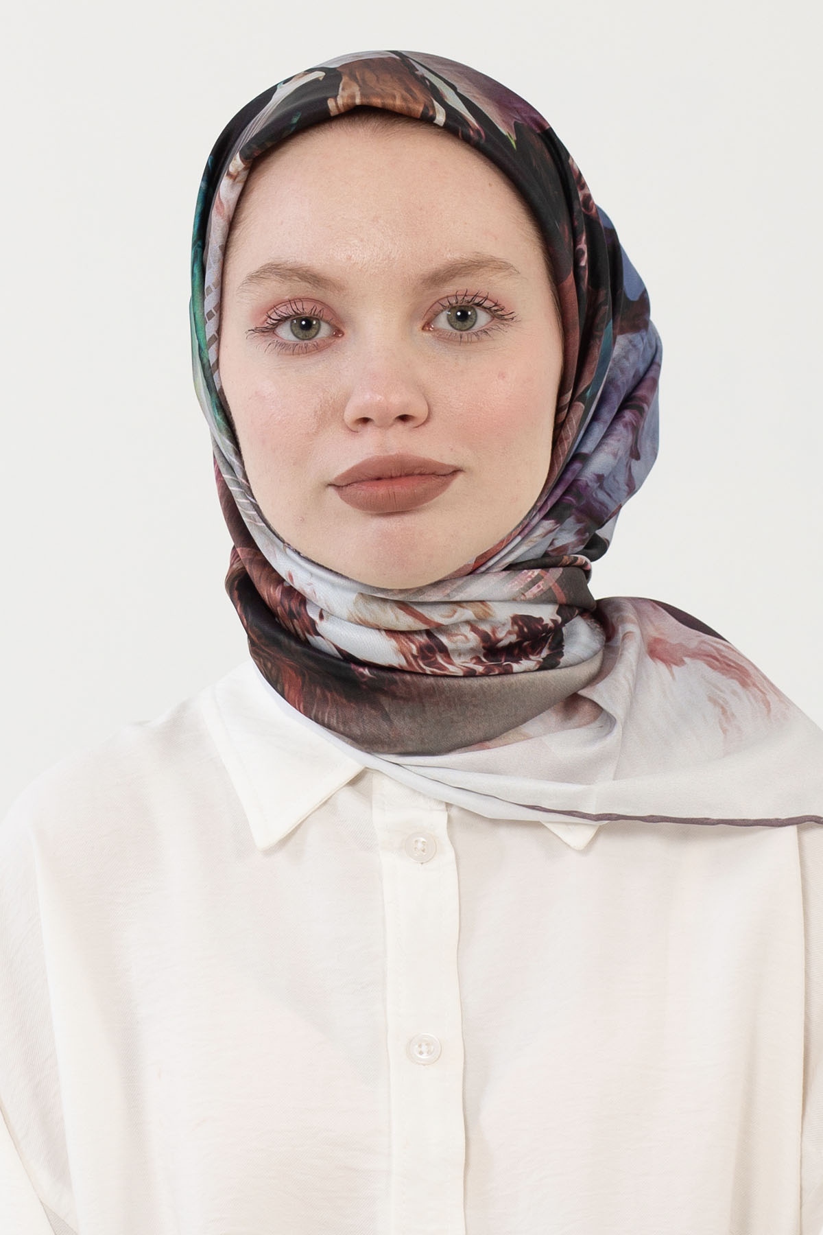 12801 Polyester Eşarp - Vizon - 1