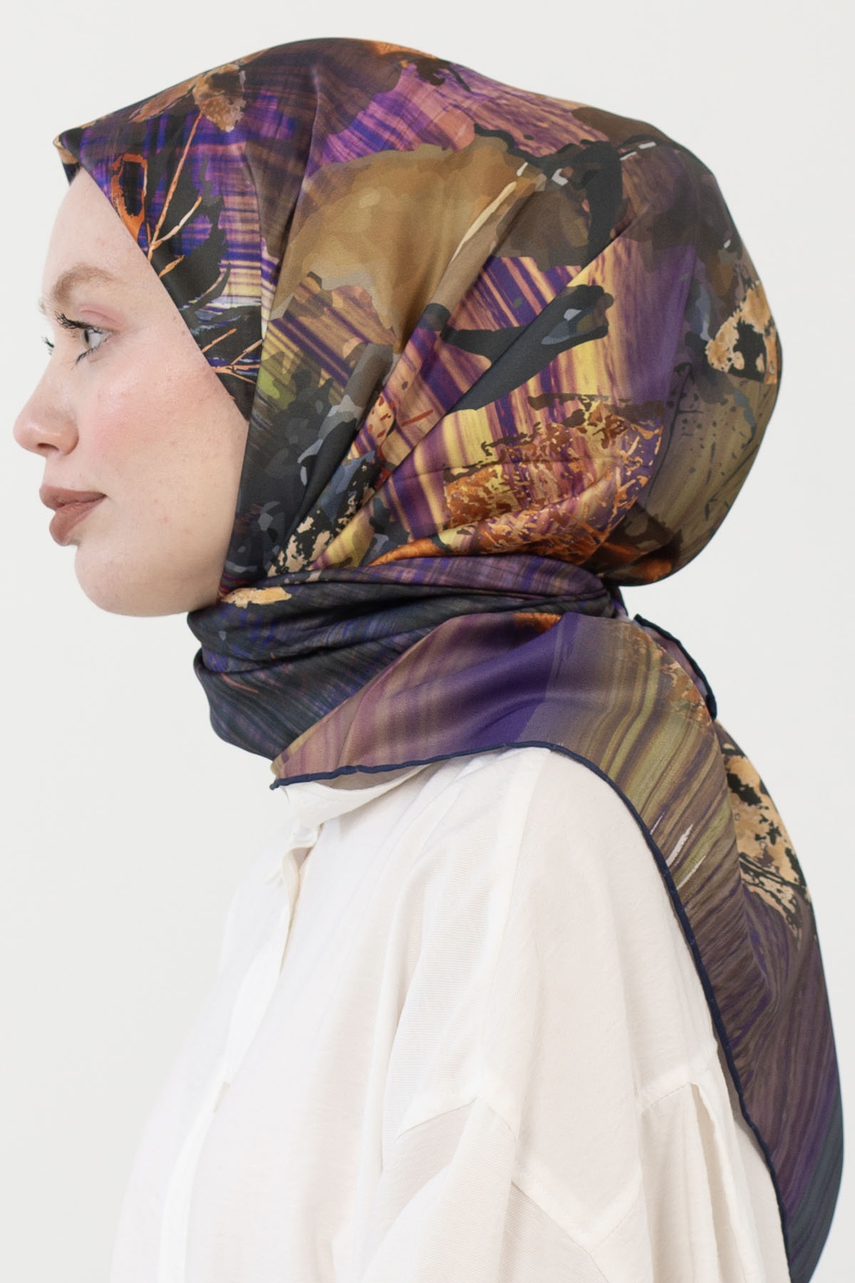 12802 Polyester Eşarp - Lacivert_pudra - 3