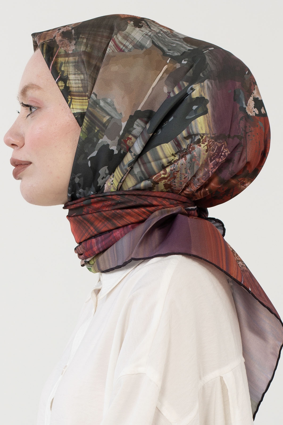 12802 Polyester Eşarp - Siyah_yesil - 2