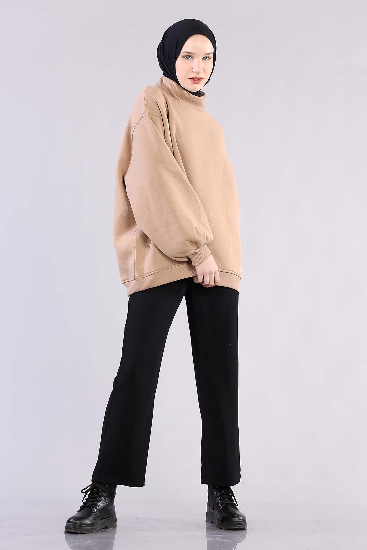 1305 Yarim Balikçi Tunik Tek - Bej - 1