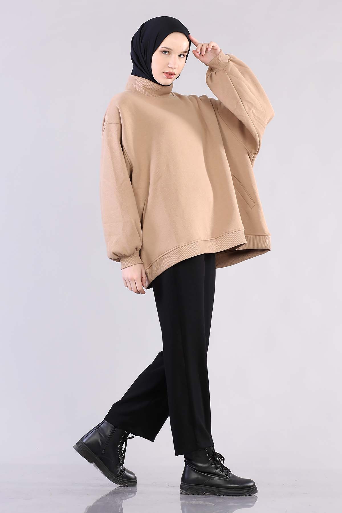 1305 Yarim Balikçi Tunik Tek - Bej - 3
