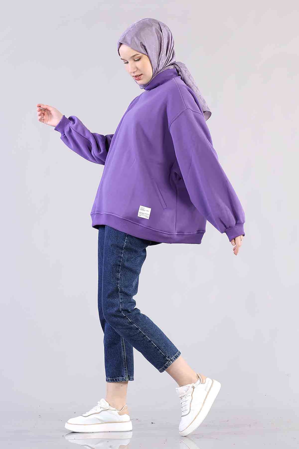 1305 Yarim Balikçi Tunik Tek - Mor - 3