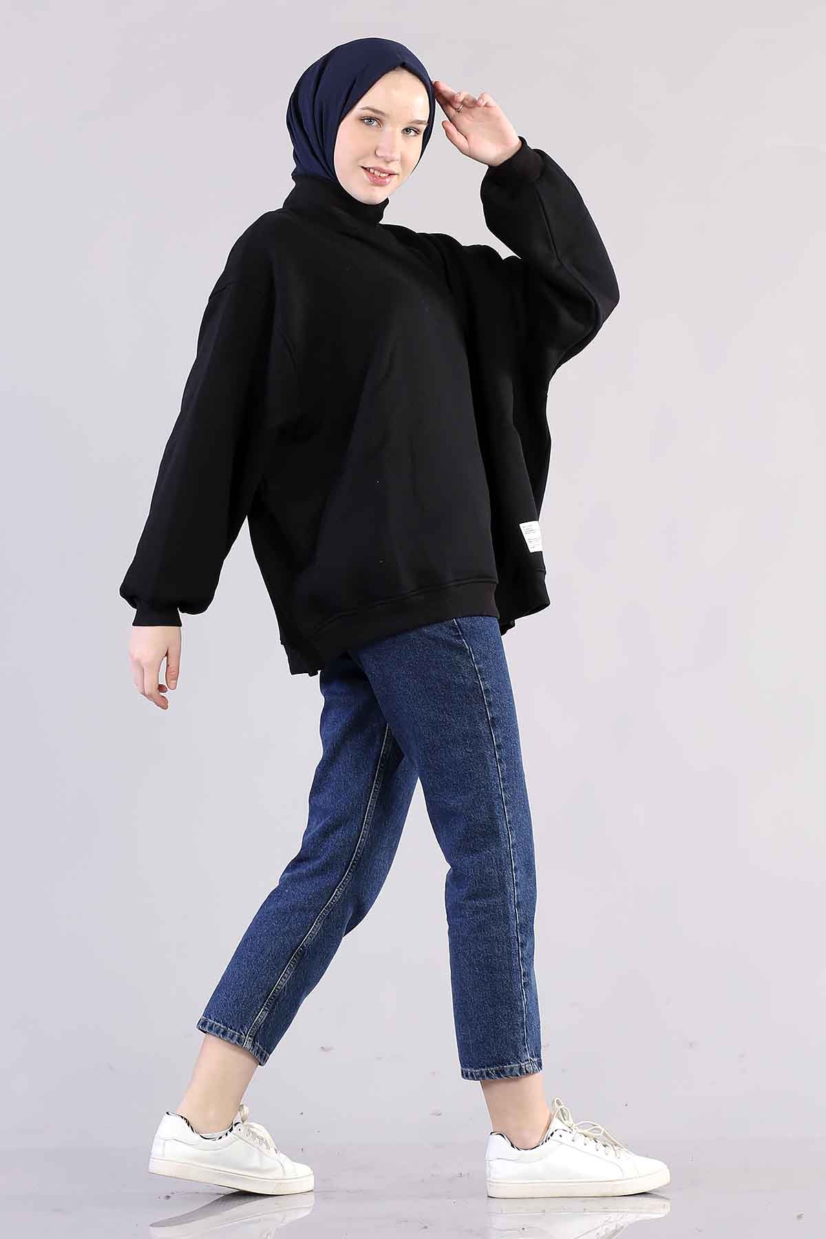 1305 Yarim Balikçi Tunik Tek - Siyah - 4