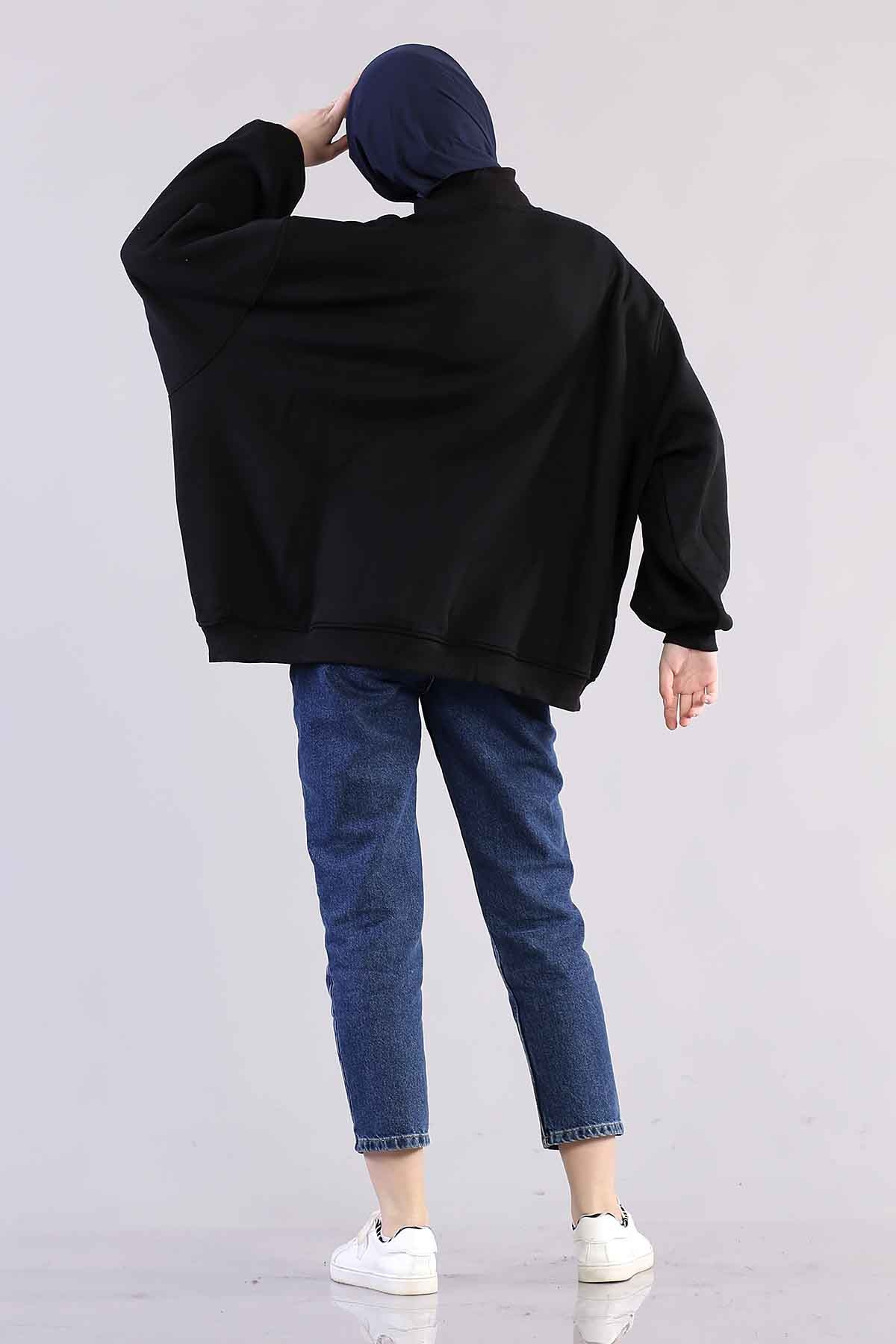 1305 Yarim Balikçi Tunik Tek - Siyah - 5