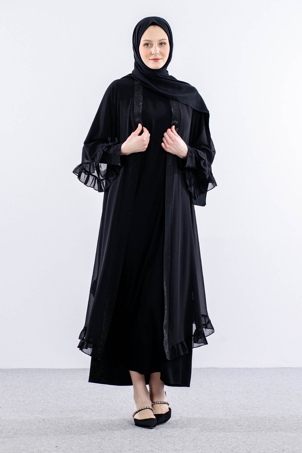1329 2li Abaya 44-54 Vildan - Siyah - 2