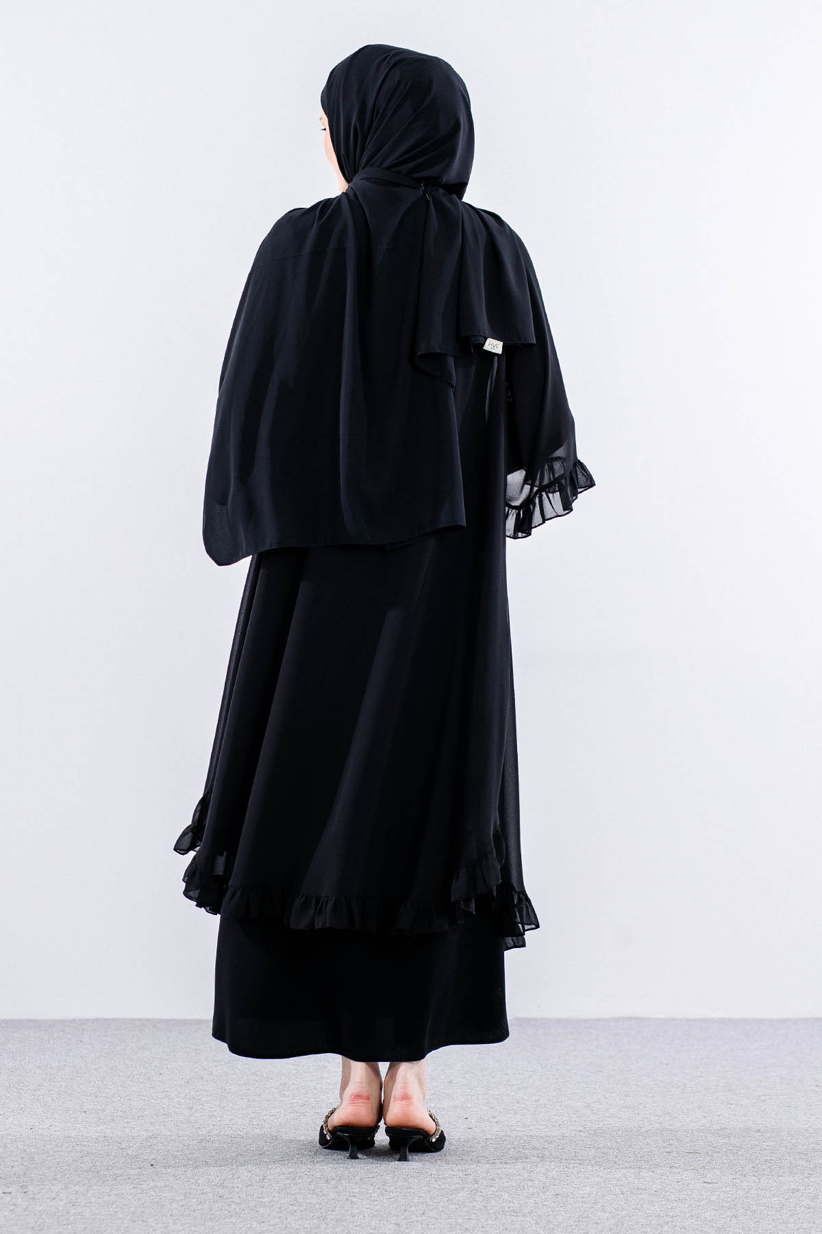 1329 2li Abaya 44-54 Vildan - Siyah - 4