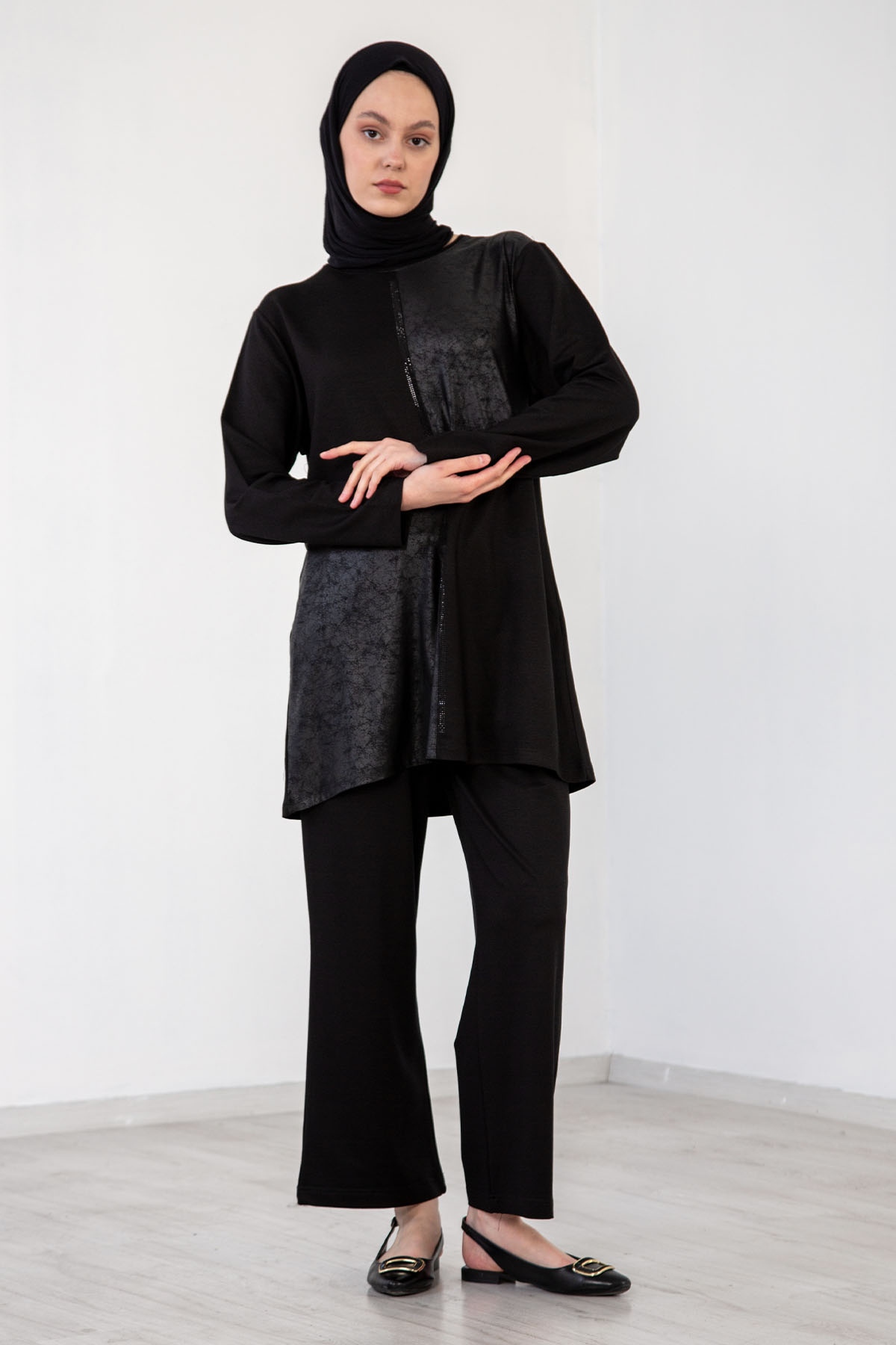 1340 Takim L-3xl Deri Detay - Siyah - 1