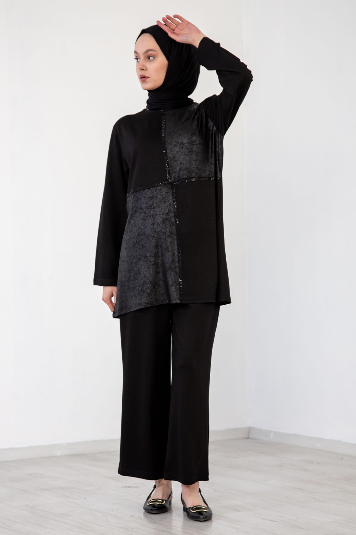 1340 Takim L-3xl Deri Detay - Siyah - 2