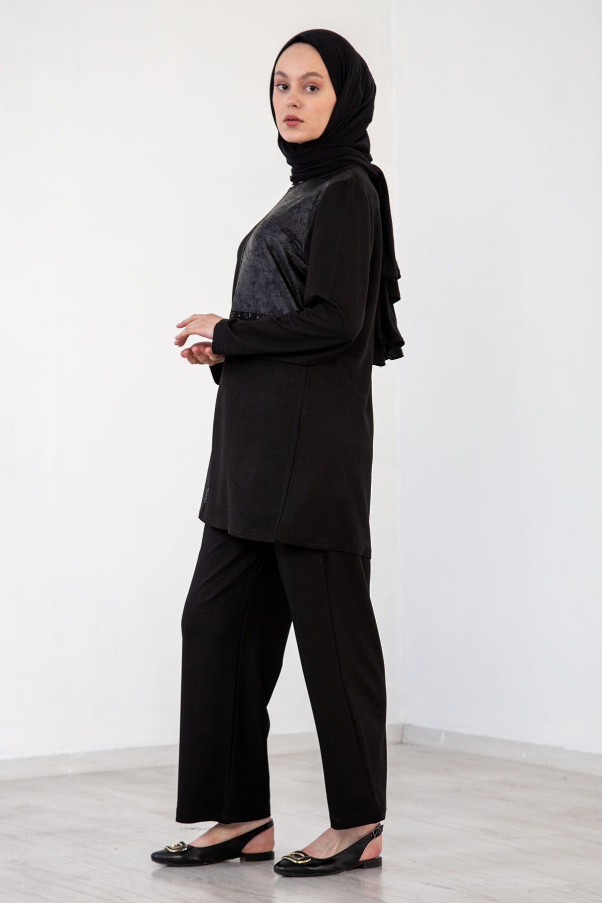 1340 Takim L-3xl Deri Detay - Siyah - 3