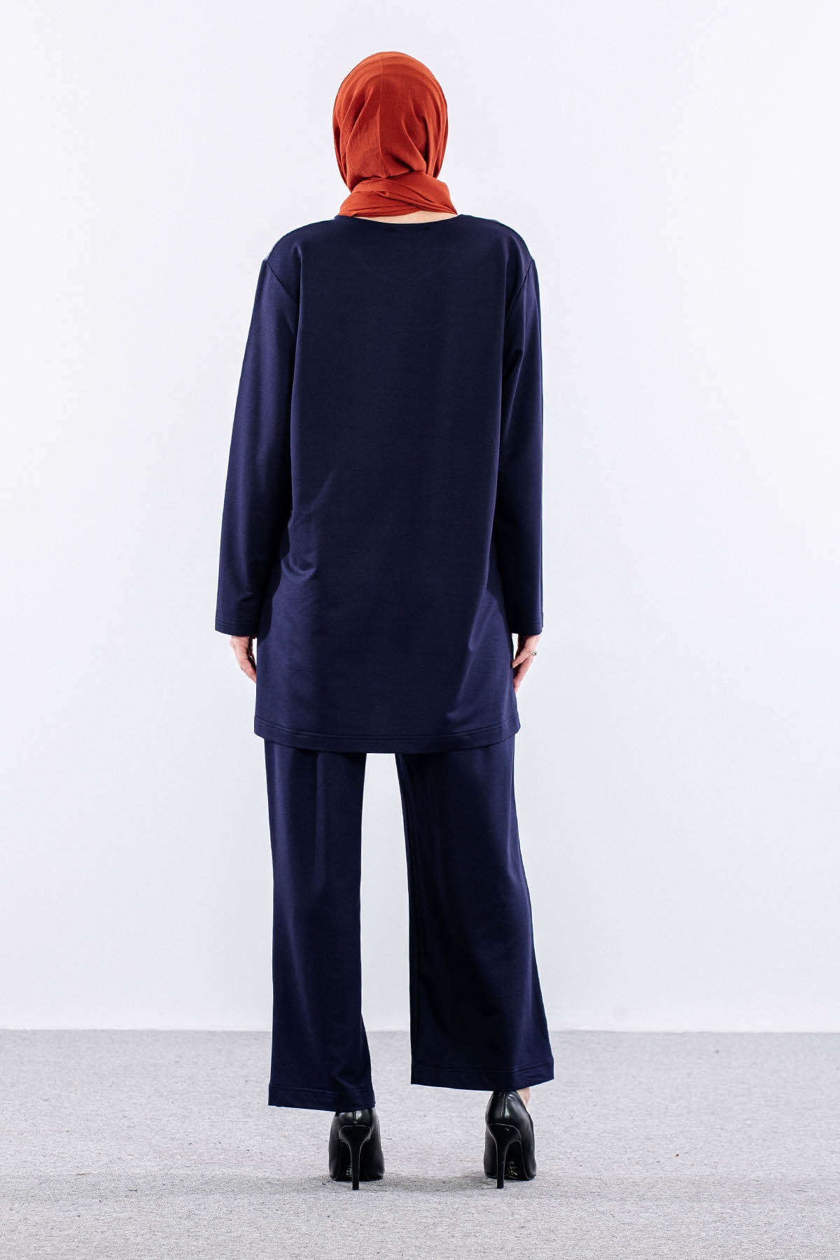 1404 Takim 44-46-48-50 Kare Desen - Lacivert - 5