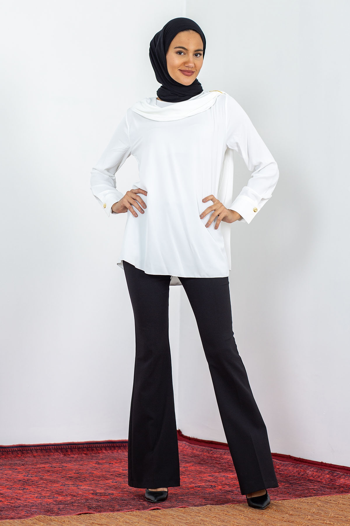 1444 Bluz 38-44 Flar - Ekru - 1