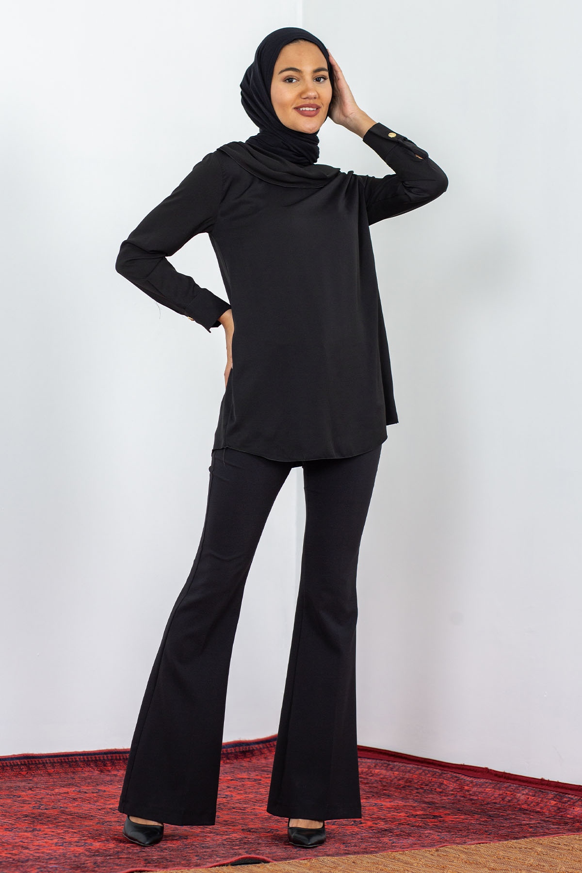 1444 Bluz 38-44 Flar - Siyah - 2