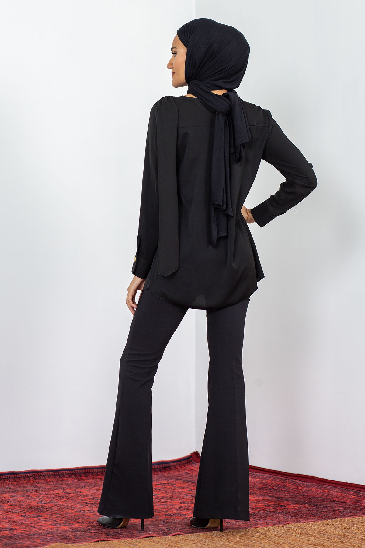 1444 Bluz 38-44 Flar - Siyah - 4