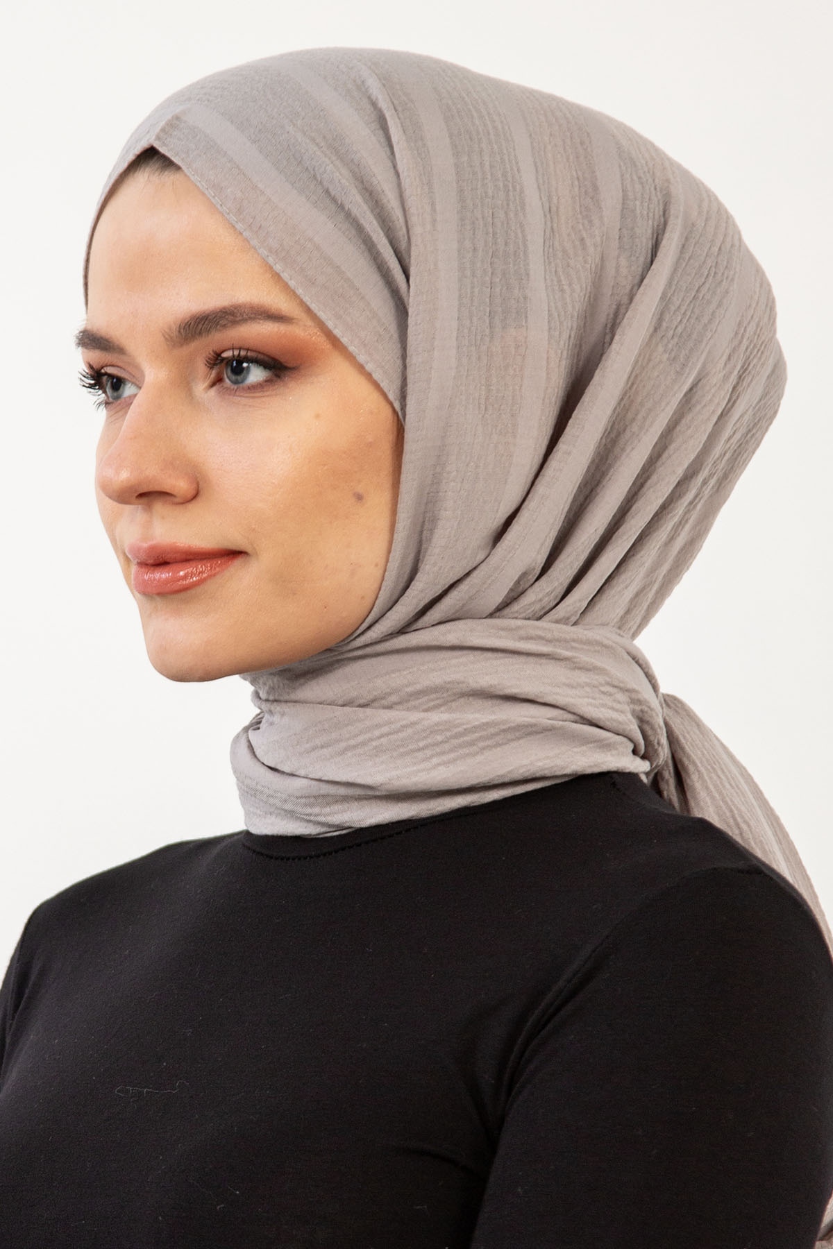 15063 Naturel Line şal - Gumus - 2