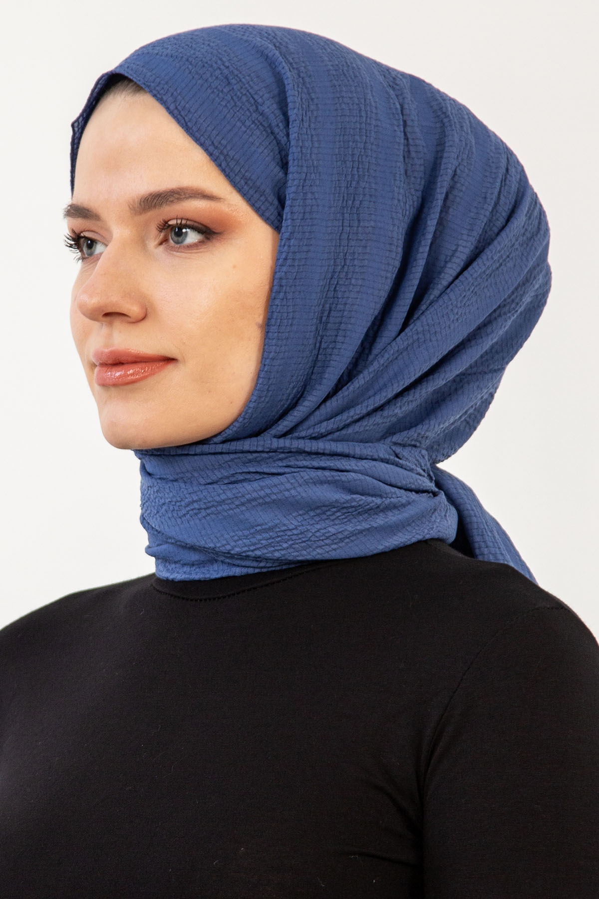 15063 Naturel Line şal - Indigo - 2