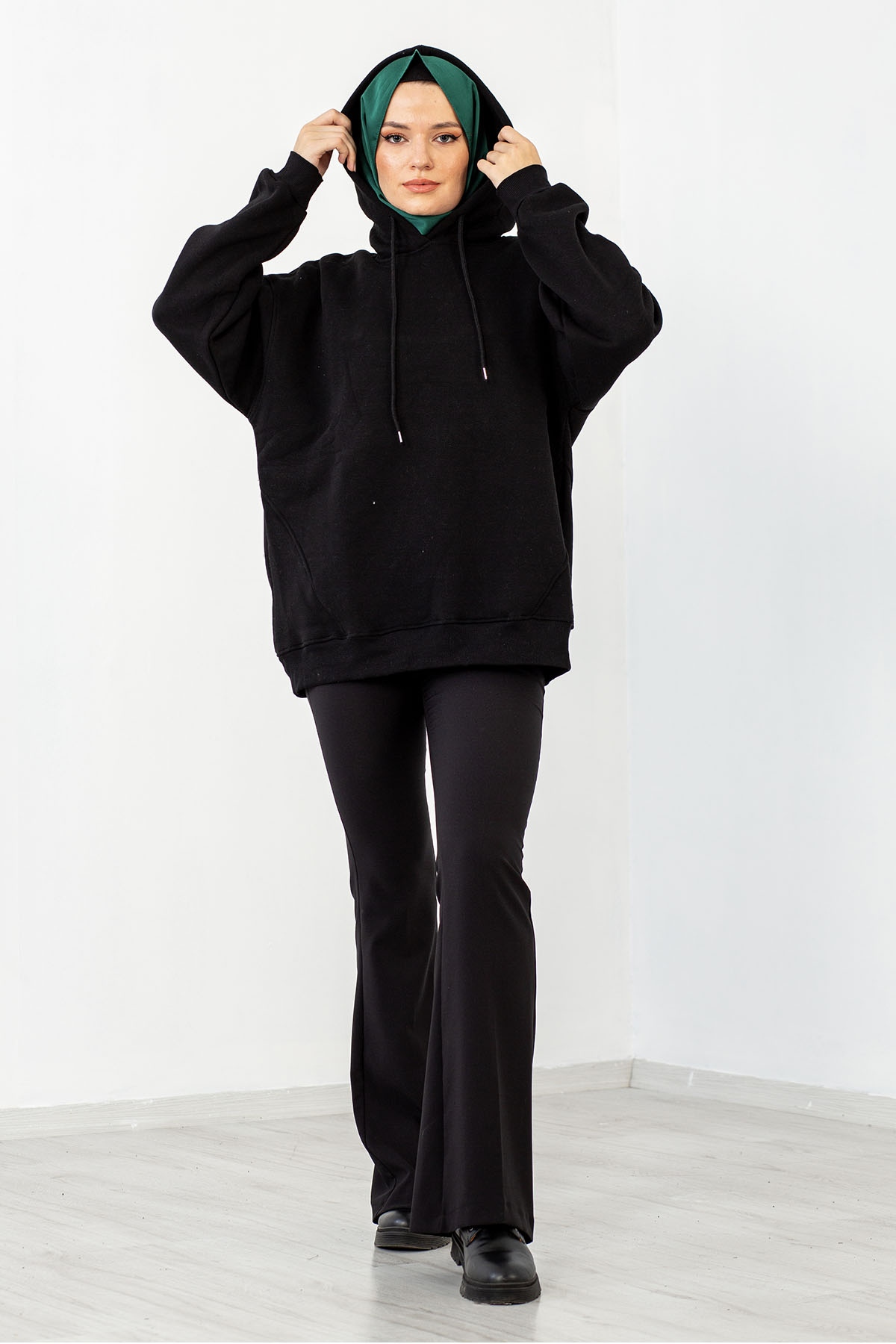 1524 Sweat Bluz 38-44 - Siyah - 1