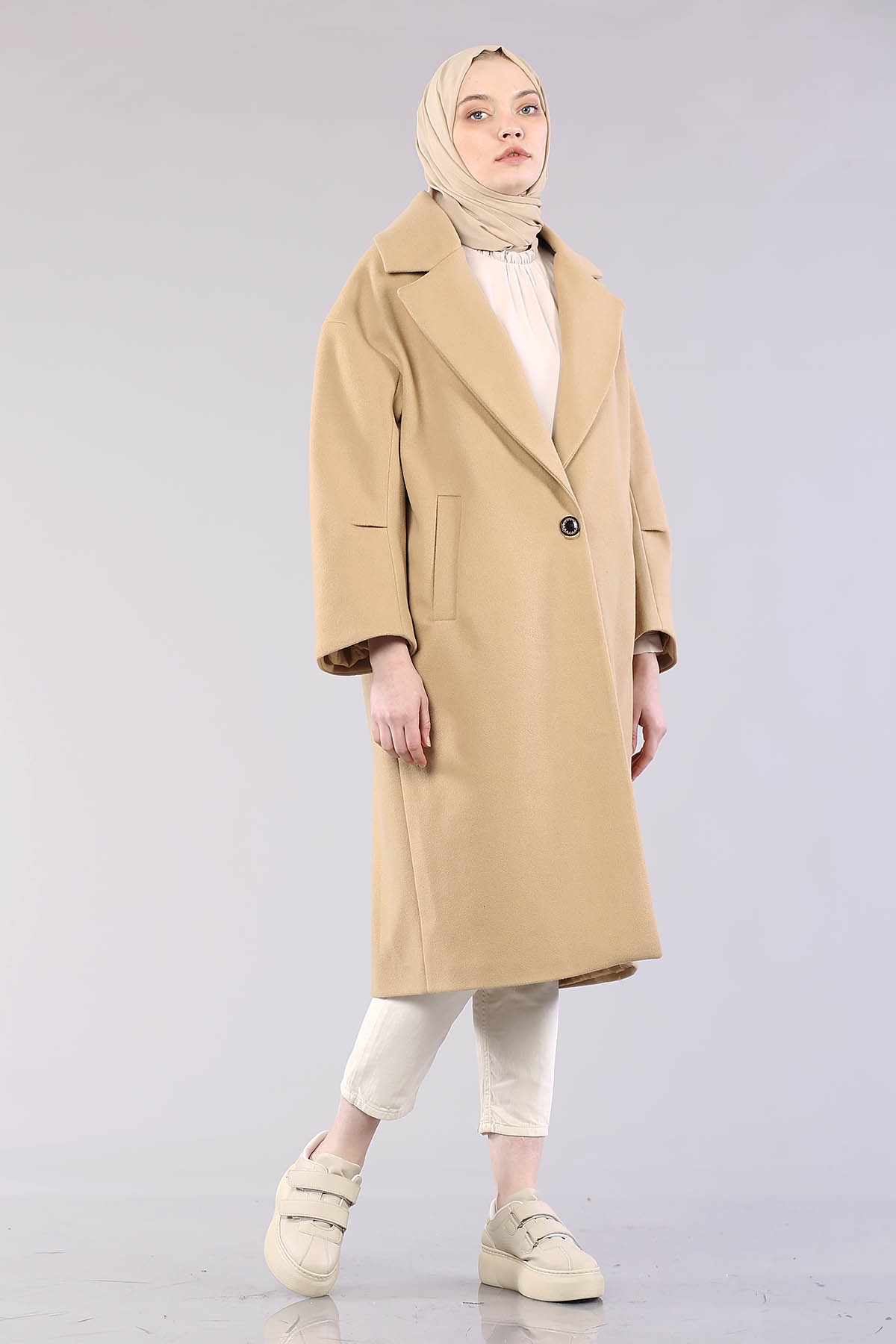 1530 Mono Yaka Kaşe Kap S-m-l - Camel - 1