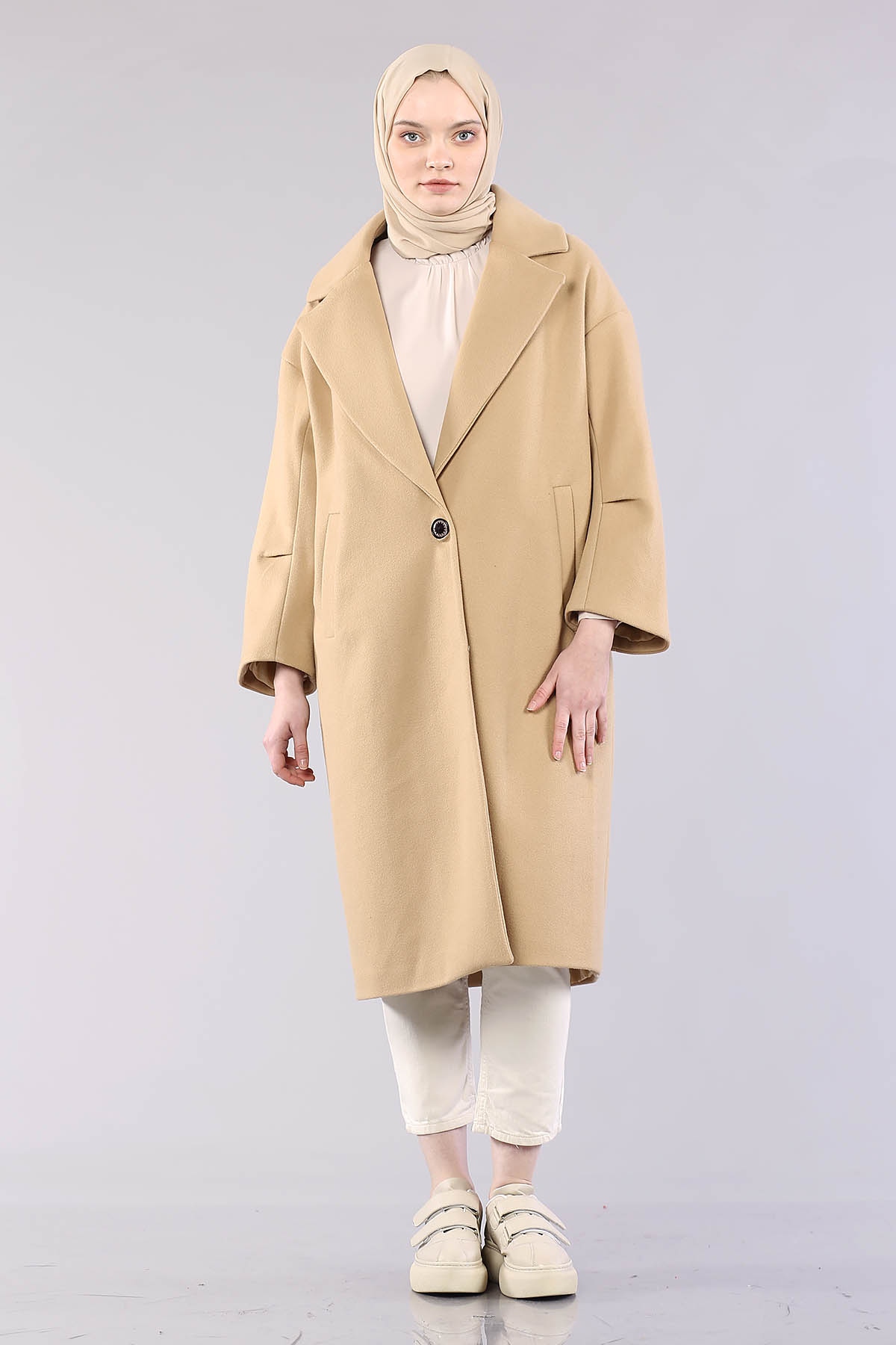 1530 Mono Yaka Kaşe Kap S-m-l - Camel - 2