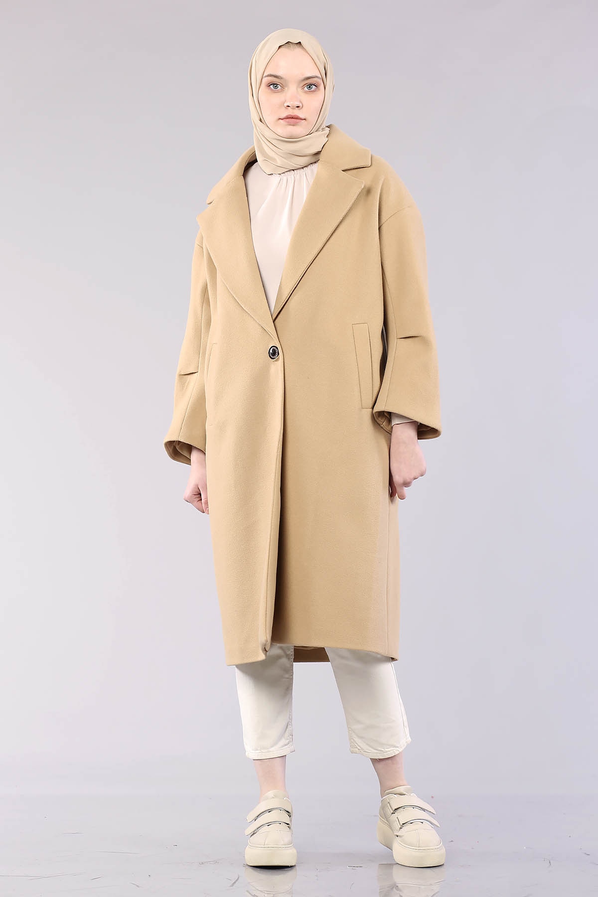 1530 Mono Yaka Kaşe Kap S-m-l - Camel - 3