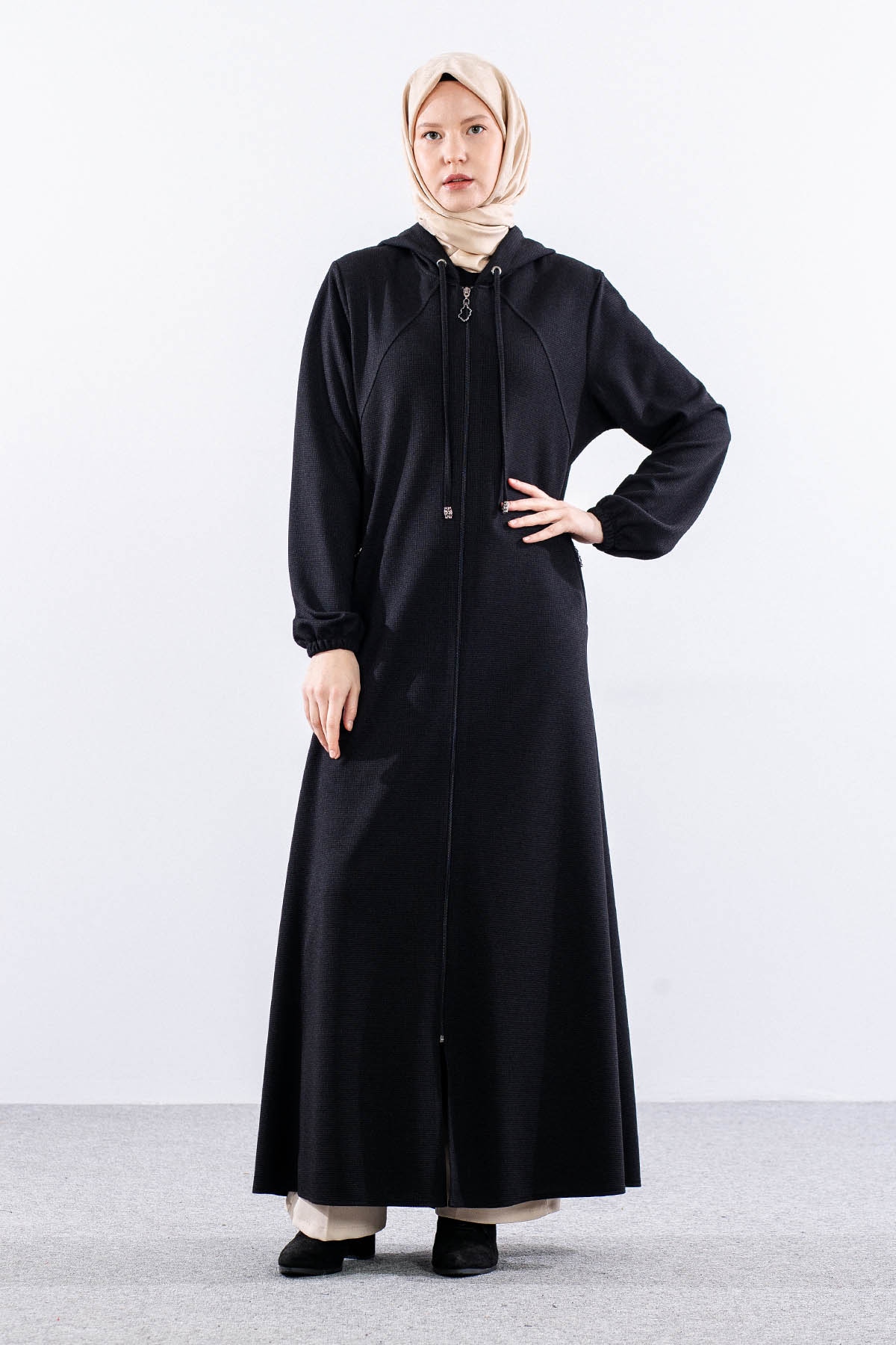 1597 Ferace 44-54 Nur Luna Kis Kumas - Siyah - 3