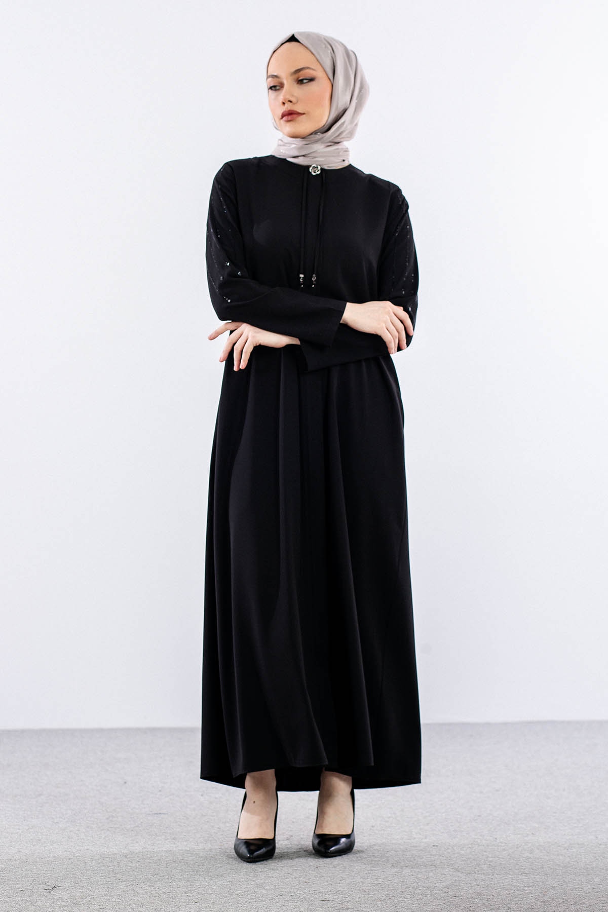 1603 Ruveyda Buhara  Ferace 46-56 - Siyah - 3