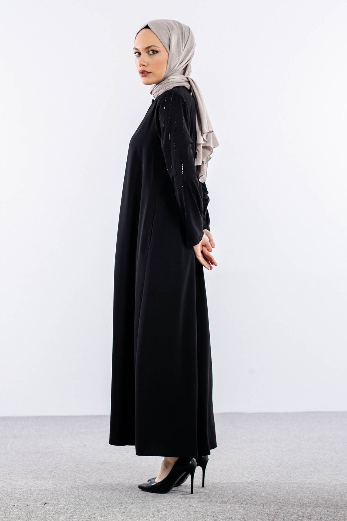 1603 Ruveyda Buhara  Ferace 46-56 - Siyah - 4