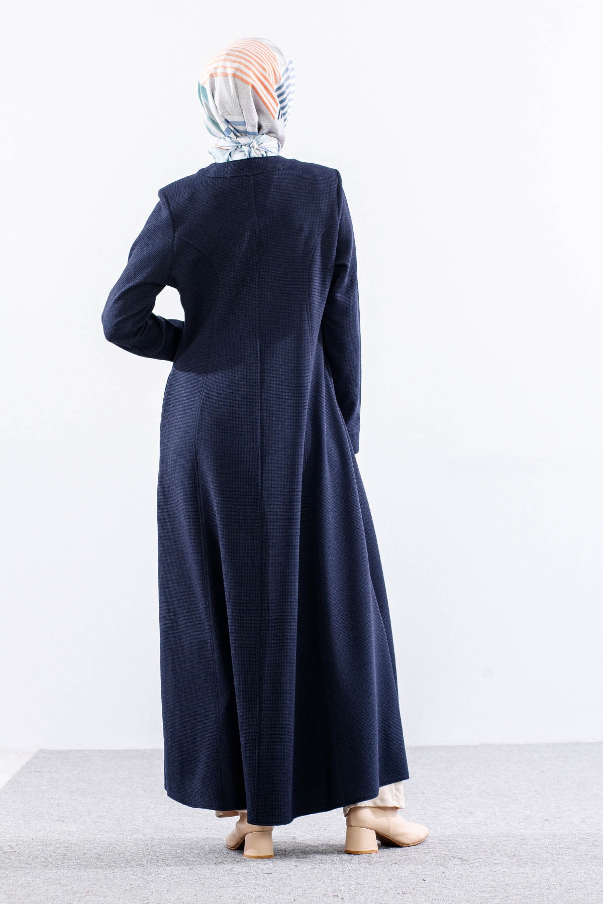 1611 Ferace 40-50 Saliha Luna Kis Kumas - Lacivert - 5