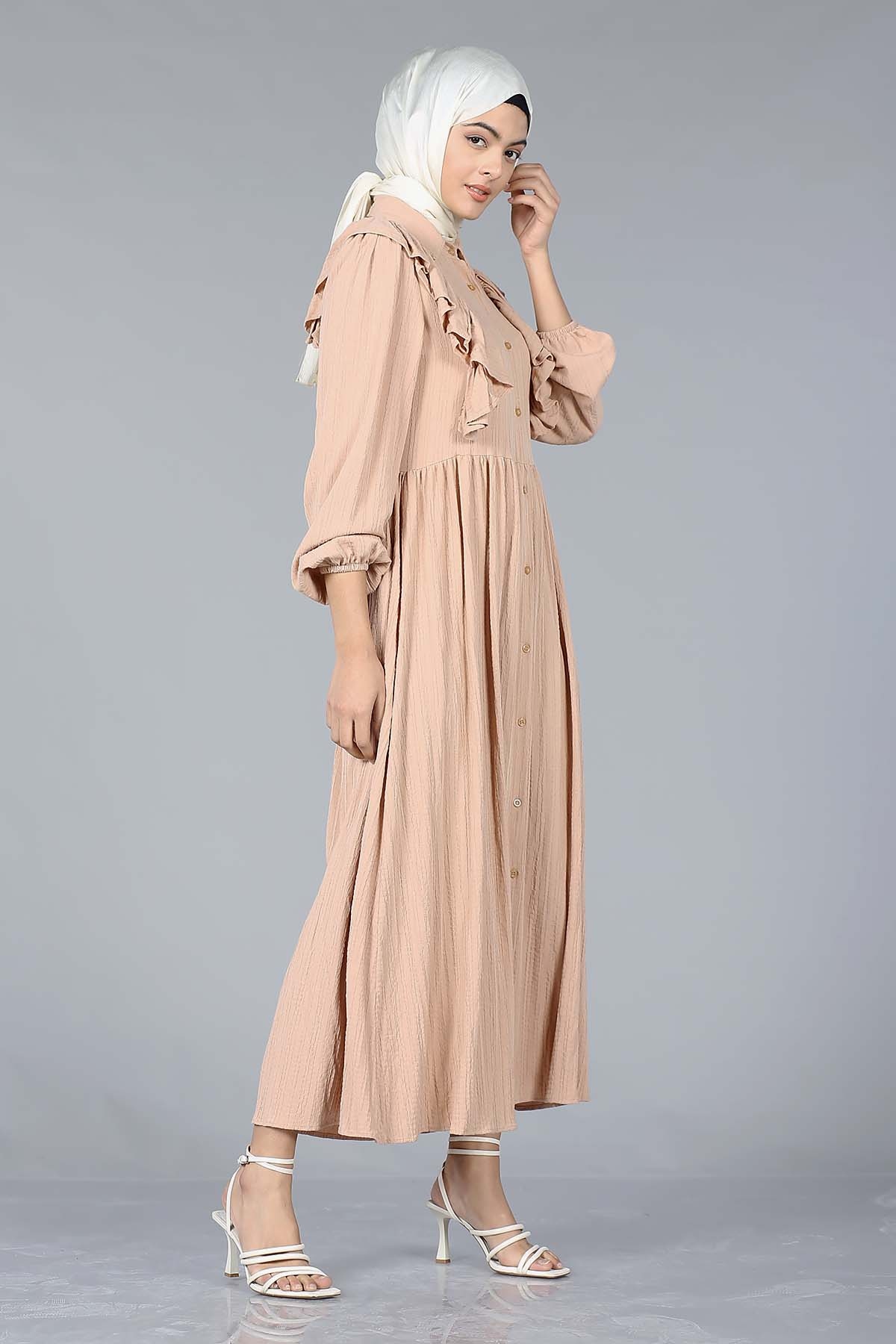 1667 Elbise 38-44 Firfir - S.kahve - 1